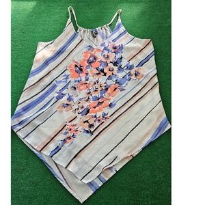 Heart Soul Floral Striped Cami Tank Top‎ Sleeveless Casual Blouse